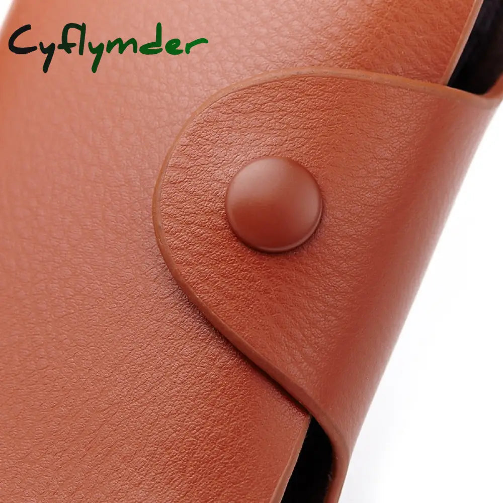 Cyflymder Cow Split Leather Men & Women Credit Card Holder Solid Hasp Accordion Business Bag Unisex