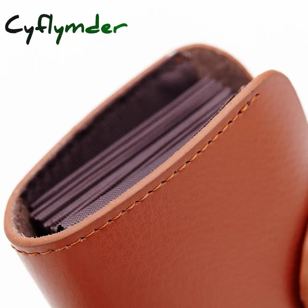 Cyflymder Cow Split Leather Men & Women Credit Card Holder Solid Hasp Accordion Business Bag Unisex