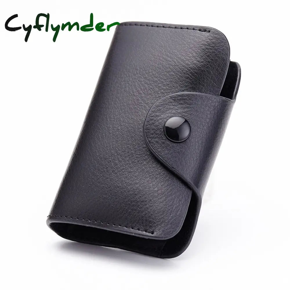 Cyflymder Cow Split Leather Men & Women Credit Card Holder Solid Hasp Accordion Business Bag Unisex