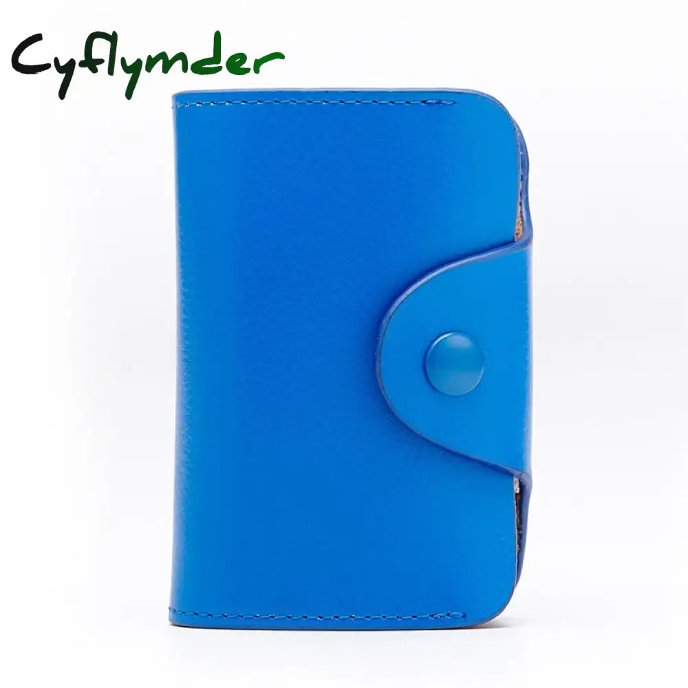 Cyflymder Cow Split Leather Men & Women Credit Card Holder Solid Hasp Accordion Business Bag Unisex