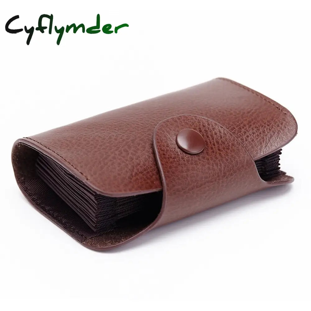 Cyflymder Cow Split Leather Men & Women Credit Card Holder Solid Hasp Accordion Business Bag Unisex