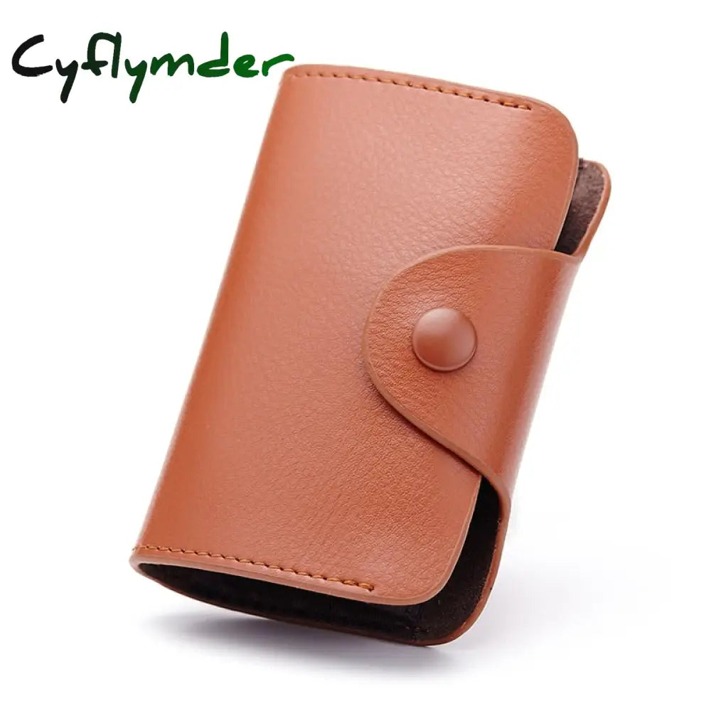 Cyflymder Cow Split Leather Men & Women Credit Card Holder Solid Hasp Accordion Business Bag Unisex