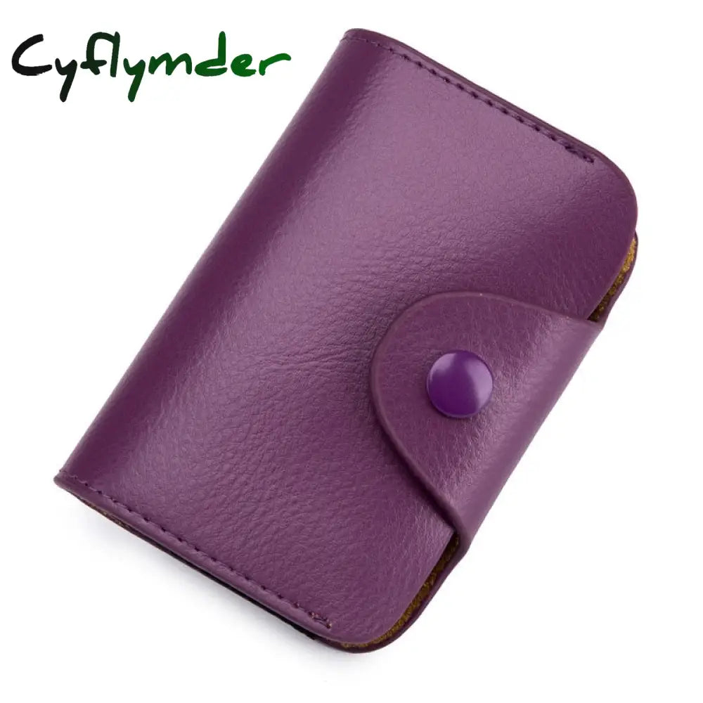 Cyflymder Cow Split Leather Men & Women Credit Card Holder Solid Hasp Accordion Business Bag Unisex