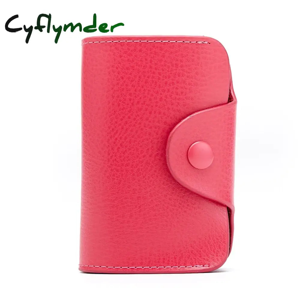 Cyflymder Cow Split Leather Men & Women Credit Card Holder Solid Hasp Accordion Business Bag Unisex