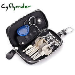 Cyflymder Cow Split Leather Men Women Key Holder House Keychain Bag Organizer Car Case Pouch