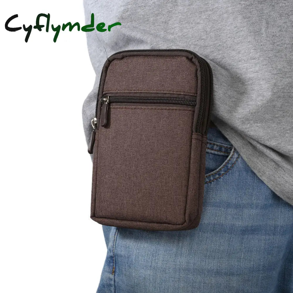 Cyflymder Cowboy Cloth Phone Pouch Belt Clip Bag For Case With Pen Holder Waist Outdoor Sport Cover