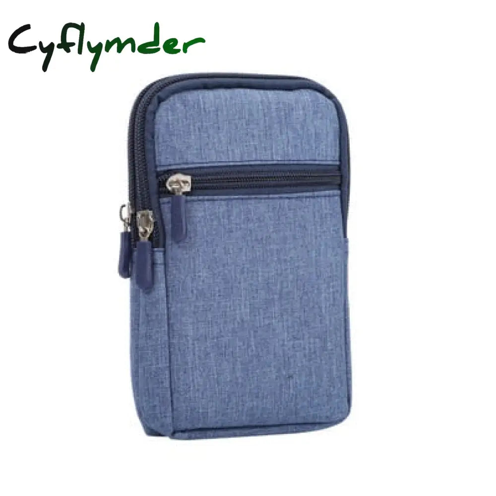 Cyflymder Cowboy Cloth Phone Pouch Belt Clip Bag For Case With Pen Holder Waist Outdoor Sport Cover