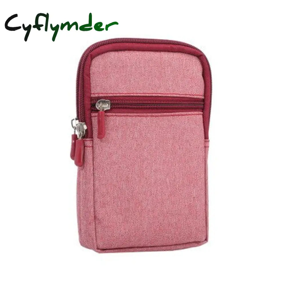 Cyflymder Cowboy Cloth Phone Pouch Belt Clip Bag For Case With Pen Holder Waist Outdoor Sport Cover