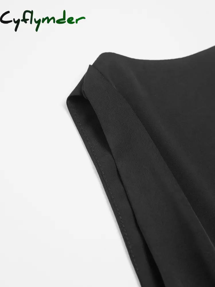 Cyflymder - Cowl Neck Ruched Open Back Crop Top Tank Tops & Camis