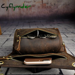 Cyflymder Crazy Horse Leather Men Multifunction Design Small Messenger Bag Fashion Travel Belt