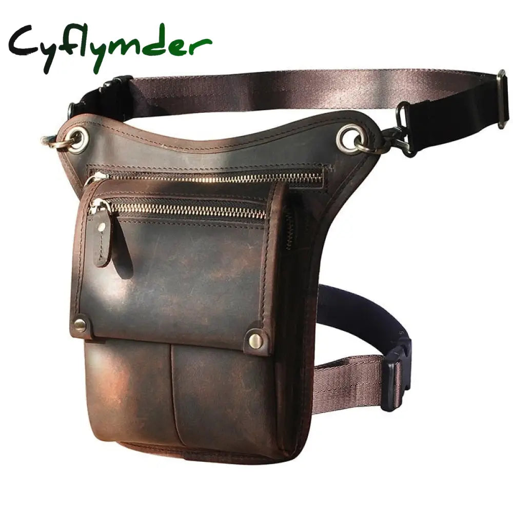 Cyflymder Crazy Horse Leather Men Multifunction Design Small Messenger Bag Fashion Travel Belt