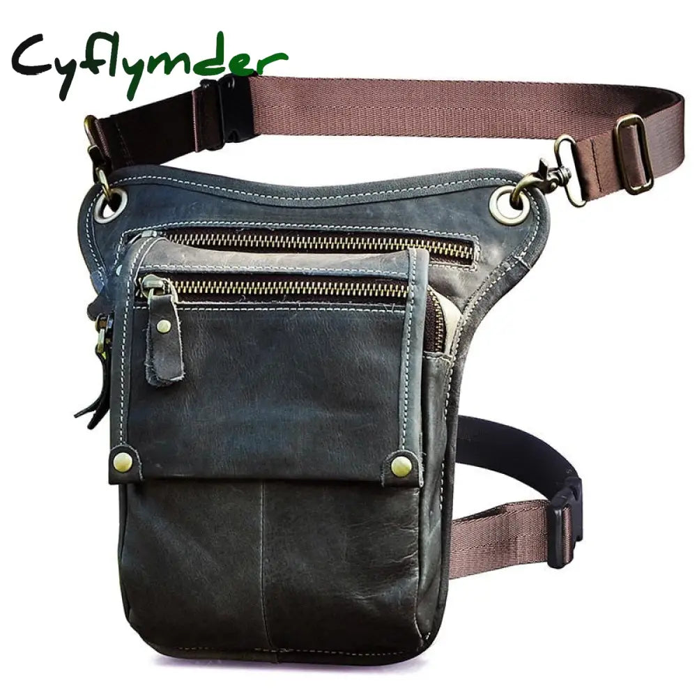 Cyflymder Crazy Horse Leather Men Multifunction Design Small Messenger Bag Fashion Travel Belt