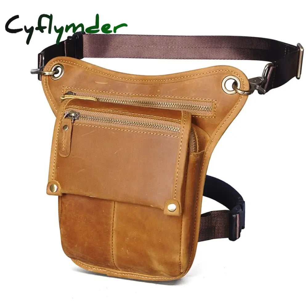 Cyflymder Crazy Horse Leather Men Multifunction Design Small Messenger Bag Fashion Travel Belt