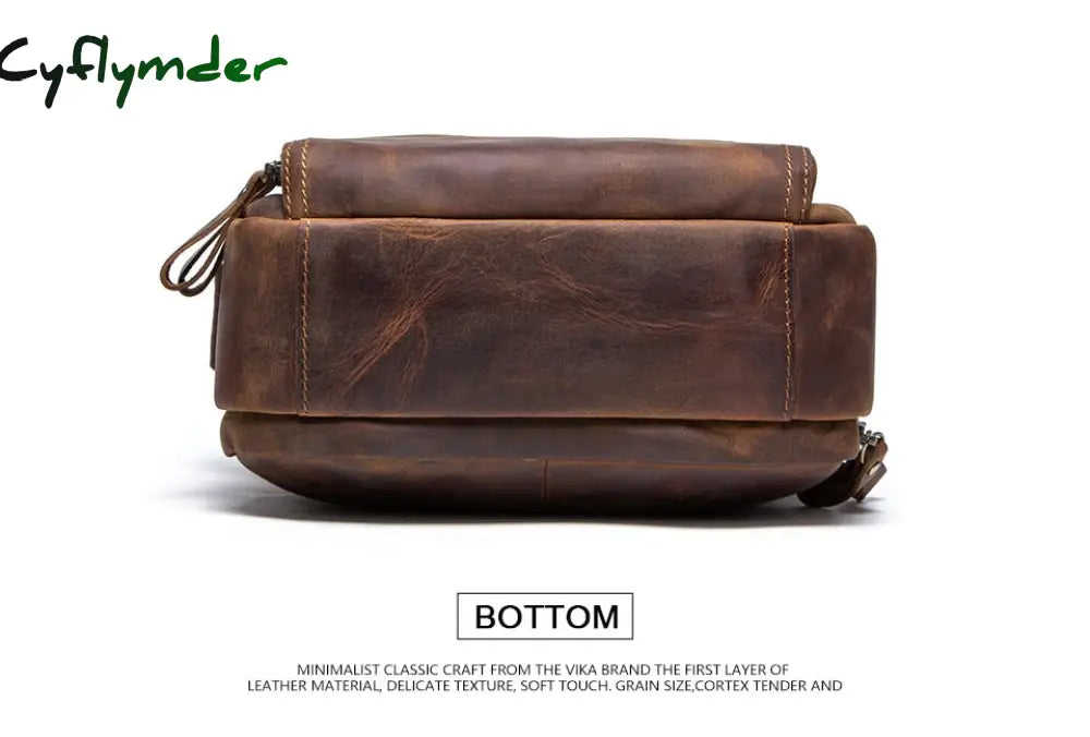 Cyflymder Crazy Horse Leather Men’s Shoulder Bag Vintage Messenger Bags Men Bolsos Male Crossbody