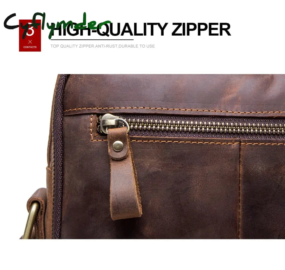 Cyflymder Crazy Horse Leather Men’s Shoulder Bag Vintage Messenger Bags Men Bolsos Male Crossbody