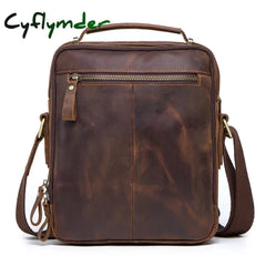 Cyflymder Crazy Horse Leather Men’s Shoulder Bag Vintage Messenger Bags Men Bolsos Male Crossbody