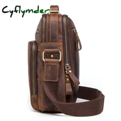 Cyflymder Crazy Horse Leather Men’s Shoulder Bag Vintage Messenger Bags Men Bolsos Male Crossbody