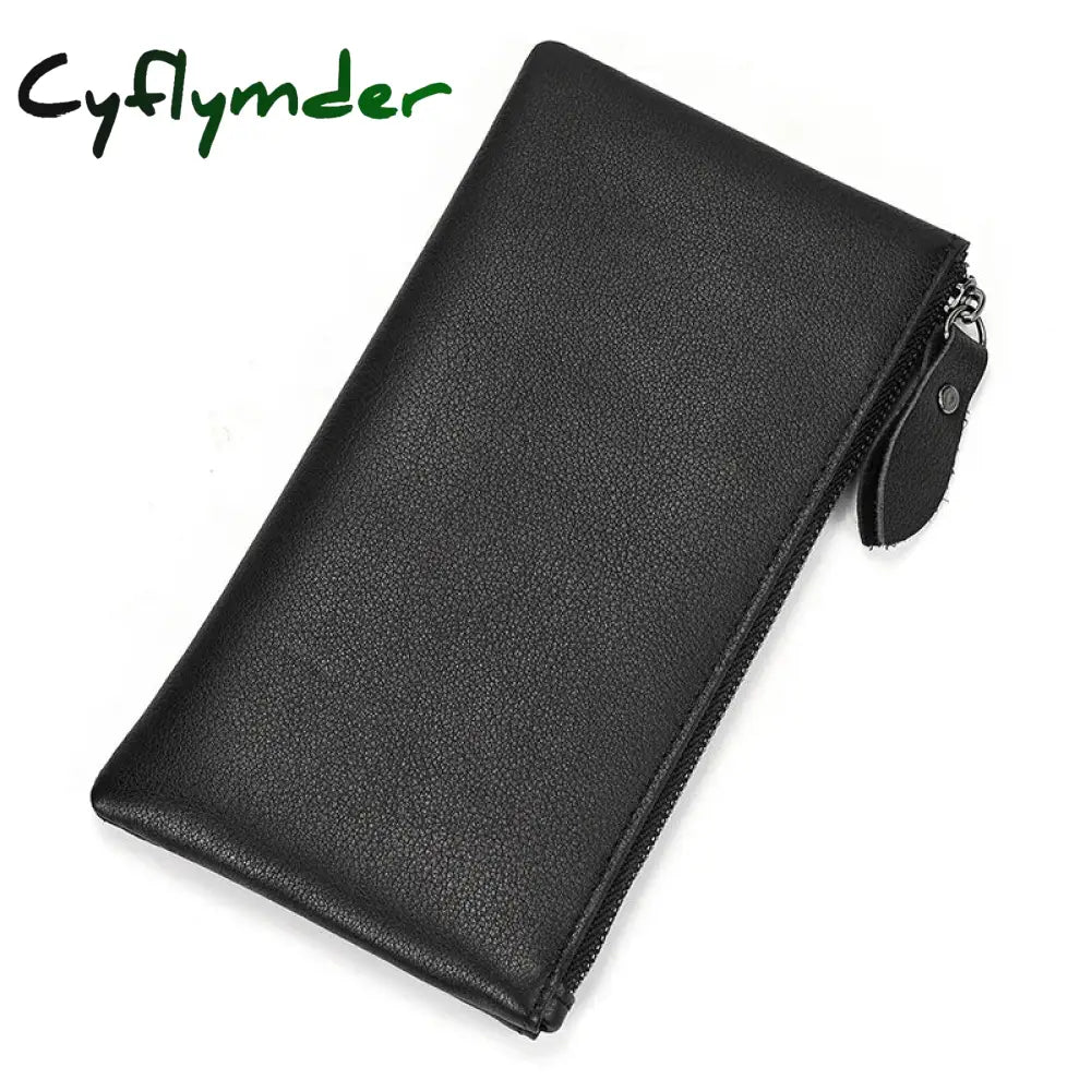 Cyflymder Crazy Horse Leather Zipper Wallet Simple Style Coin Purse With Key Chain For Car Key Purse Genuine Leather