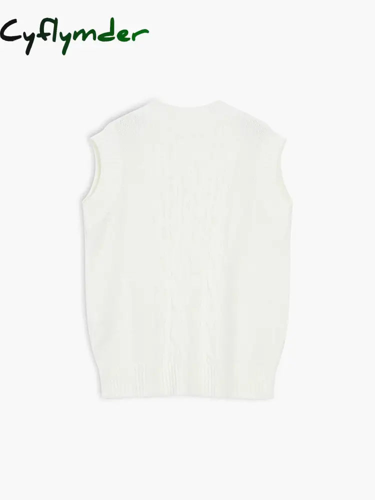 Cyflymder - Cream Cable Knit Sweater Vest Vests