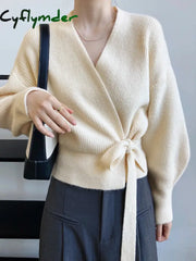 Cyflymder - Creamy Flatwhite Wrap Tied Cardigan Off-White / S Cardigans