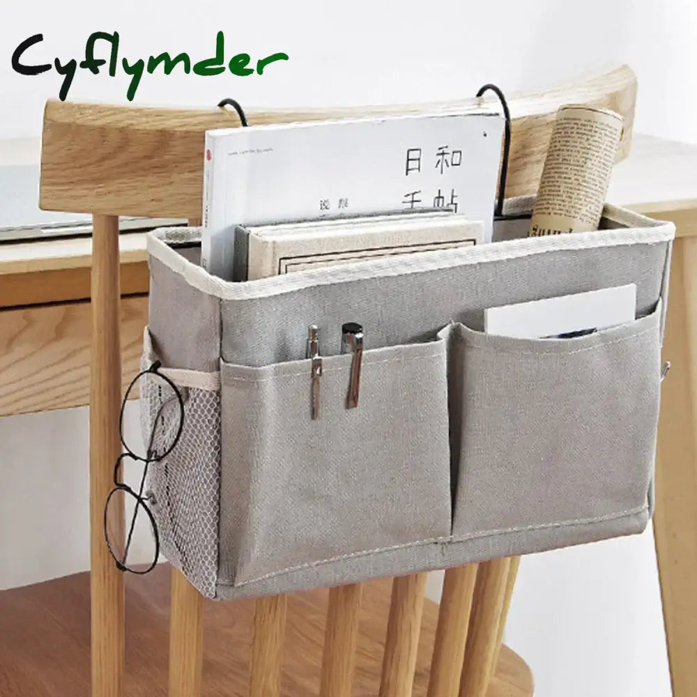 Cyflymder Creative Canvas Storage Hanging Bag Home Bedside Pockets Dormitory Books Snacks Ipad