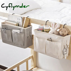 Cyflymder Creative Canvas Storage Hanging Bag Home Bedside Pockets Dormitory Books Snacks Ipad