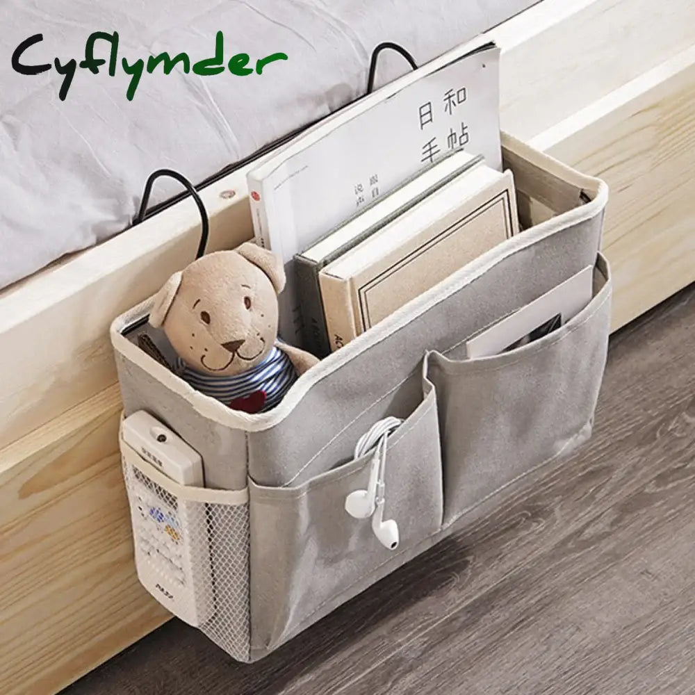 Cyflymder Creative Canvas Storage Hanging Bag Home Bedside Pockets Dormitory Books Snacks Ipad