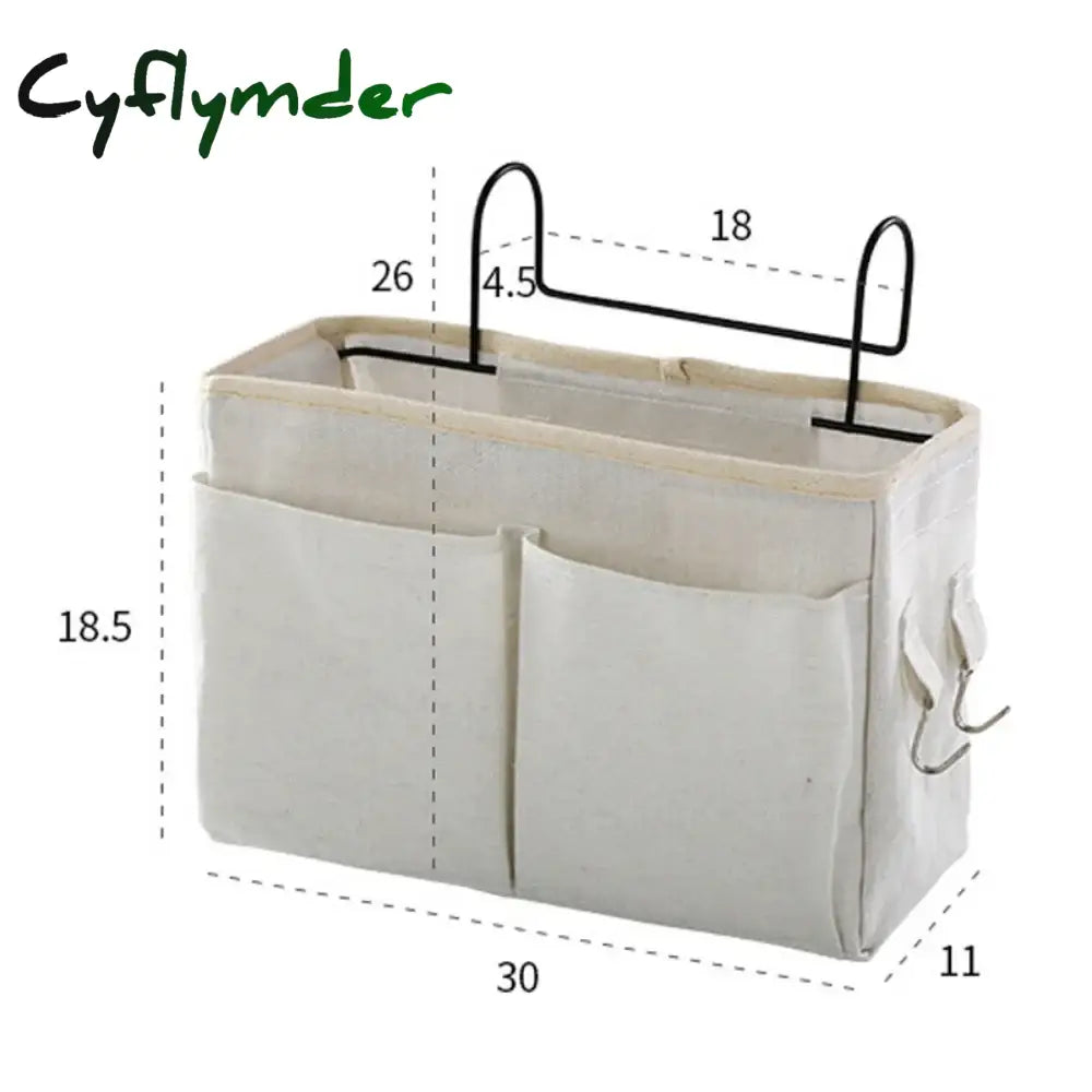 Cyflymder Creative Canvas Storage Hanging Bag Home Bedside Pockets Dormitory Books Snacks Ipad