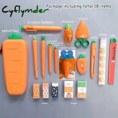 Cyflymder Creative Carrot Series Silicone Soft Pencil Case Penholder Organizer Bag Kawaii