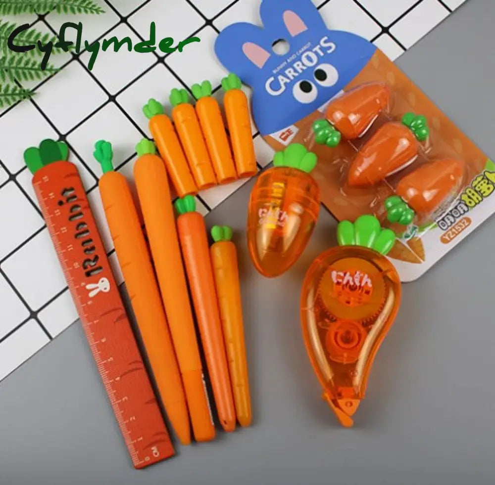 Cyflymder Creative Carrot Series Silicone Soft Pencil Case Penholder Organizer Bag Kawaii