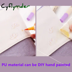 Cyflymder Creative Retractable Pencil Case School Stationery Storage Bag Kawaii Solid Color Pen