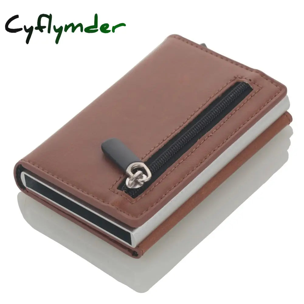 Cyflymder Credit Card Holder New Aluminum Box Wallet Rfid Pu Leather Pop Up Case Magnet Carbon