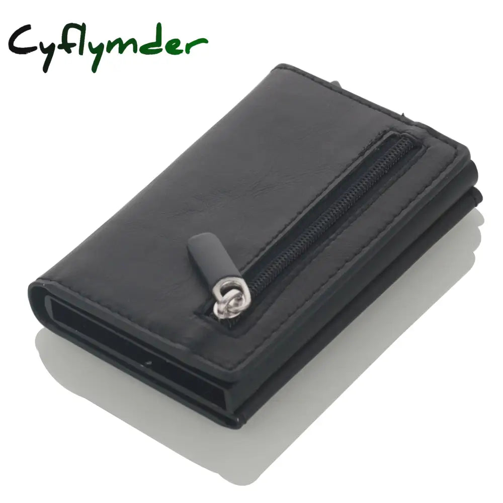 Cyflymder Credit Card Holder New Aluminum Box Wallet Rfid Pu Leather Pop Up Case Magnet Carbon