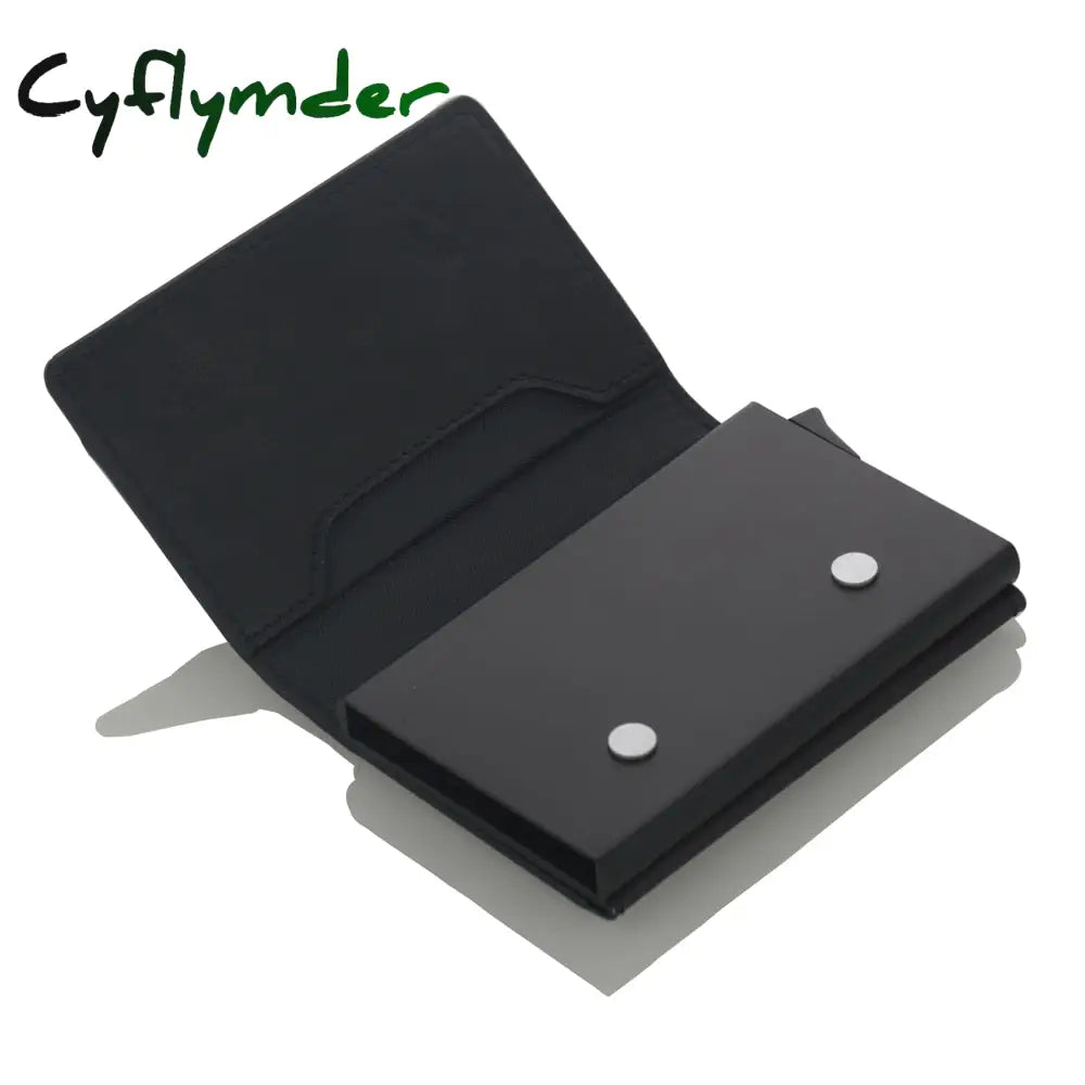 Cyflymder Credit Card Holder New Aluminum Box Wallet Rfid Pu Leather Pop Up Case Magnet Carbon