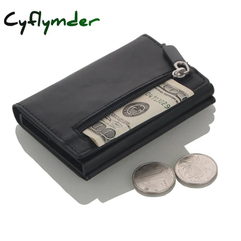 Cyflymder Credit Card Holder New Aluminum Box Wallet Rfid Pu Leather Pop Up Case Magnet Carbon