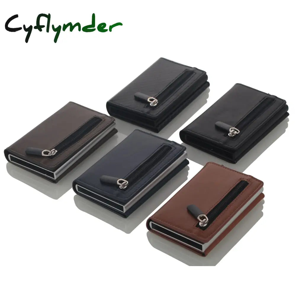 Cyflymder Credit Card Holder New Aluminum Box Wallet Rfid Pu Leather Pop Up Case Magnet Carbon