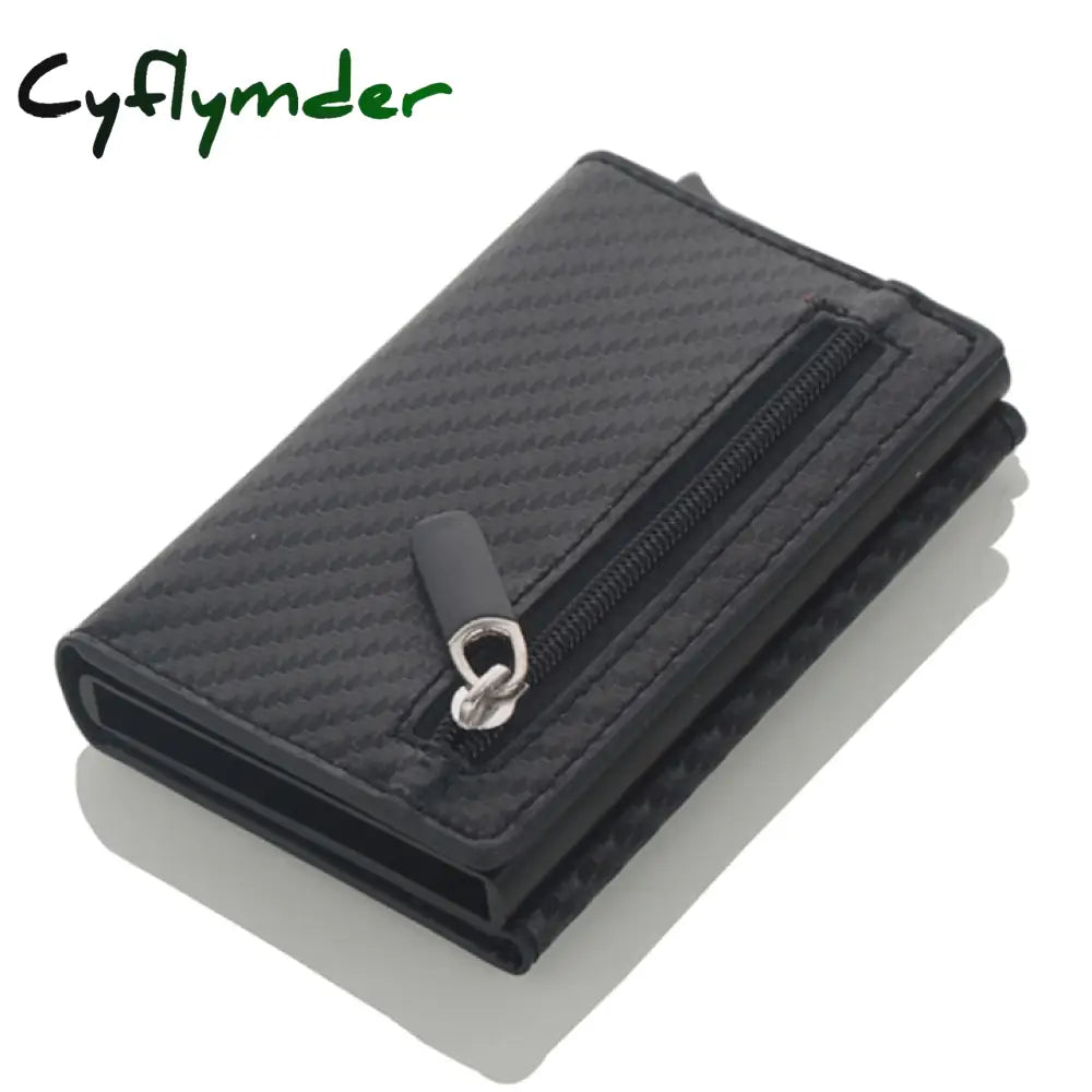 Cyflymder Credit Card Holder New Aluminum Box Wallet Rfid Pu Leather Pop Up Case Magnet Carbon