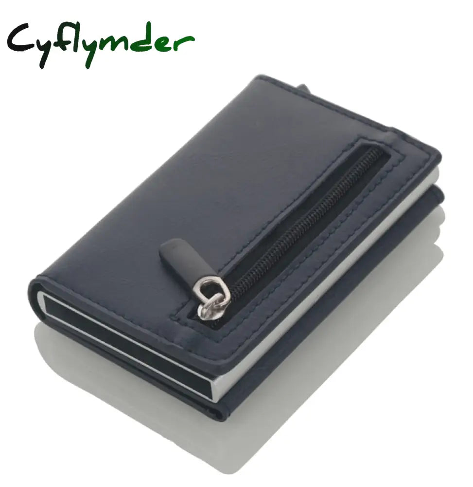 Cyflymder Credit Card Holder New Aluminum Box Wallet Rfid Pu Leather Pop Up Case Magnet Carbon