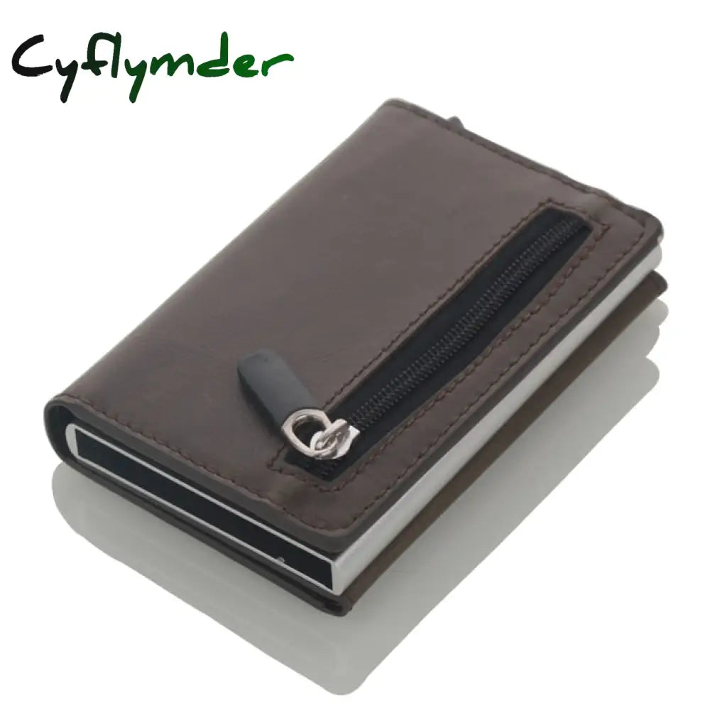 Cyflymder Credit Card Holder New Aluminum Box Wallet Rfid Pu Leather Pop Up Case Magnet Carbon