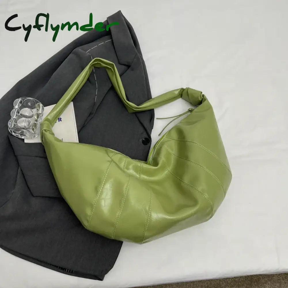 Cyflymder Crescent Shoulder Bags For Women Winter New Crossbody Bag Soft PU Leather Large Capacity Shopper Tote Hobo