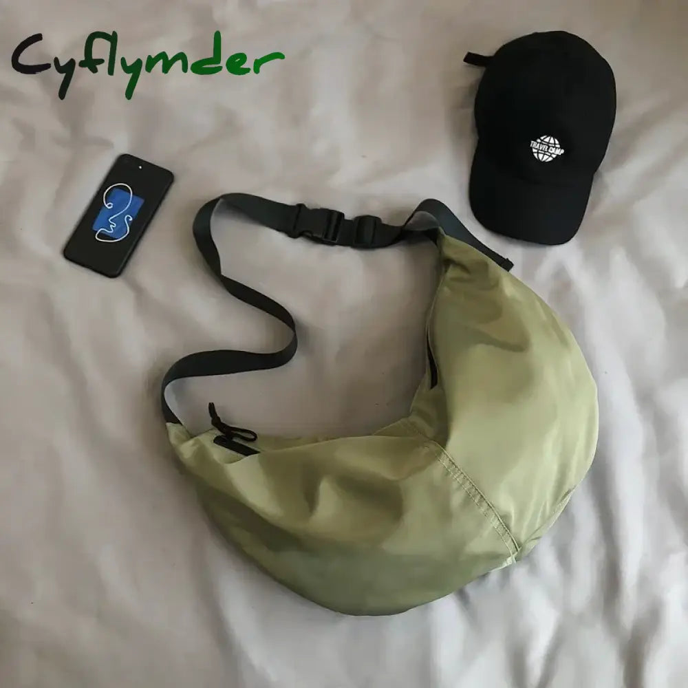 Cyflymder Crossbody Bags Men Solid Color Large Capacity Hobos Unisex Harajuku Japanese Style Nylon Waterproof Travel