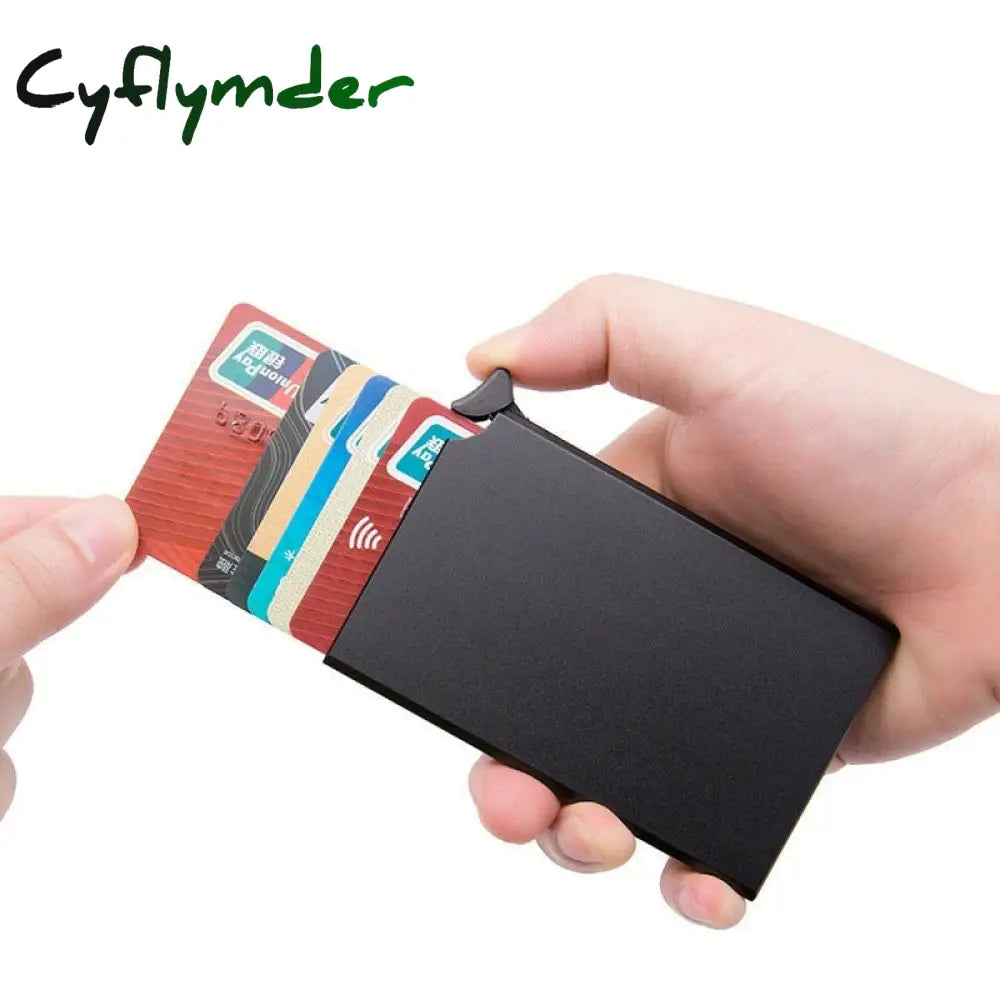 Cyflymder Custom Name Business Wallet Card Holder Rfid Aluminum Box Case Automatic Pop-Up