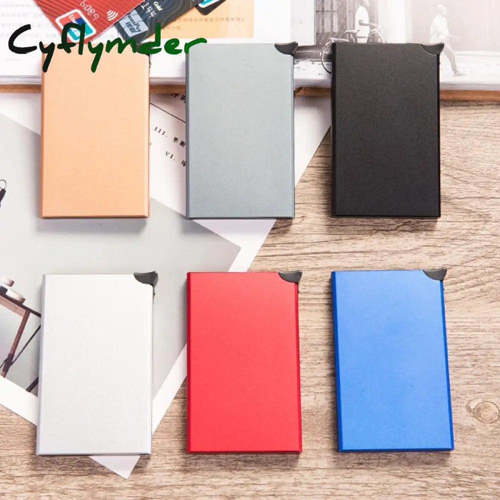 Cyflymder Custom Name Business Wallet Card Holder Rfid Aluminum Box Case Automatic Pop-Up