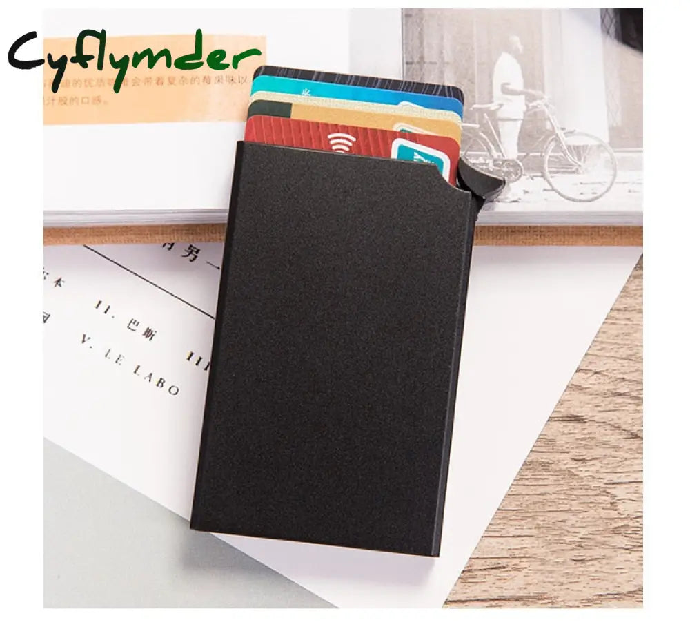 Cyflymder Custom Name Business Wallet Card Holder Rfid Aluminum Box Case Automatic Pop-Up