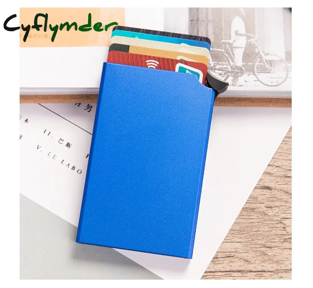 Cyflymder Custom Name Business Wallet Card Holder Rfid Aluminum Box Case Automatic Pop-Up