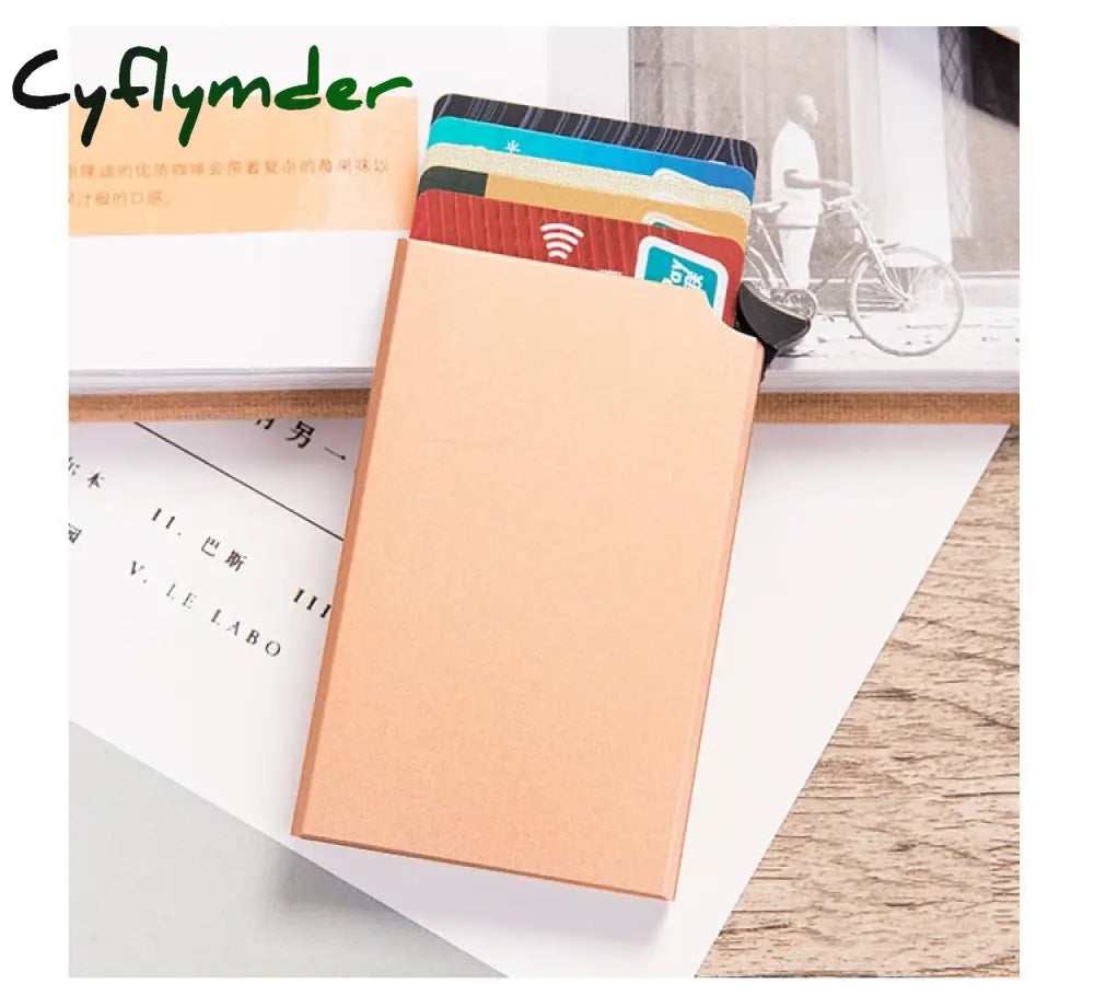 Cyflymder Custom Name Business Wallet Card Holder Rfid Aluminum Box Case Automatic Pop-Up