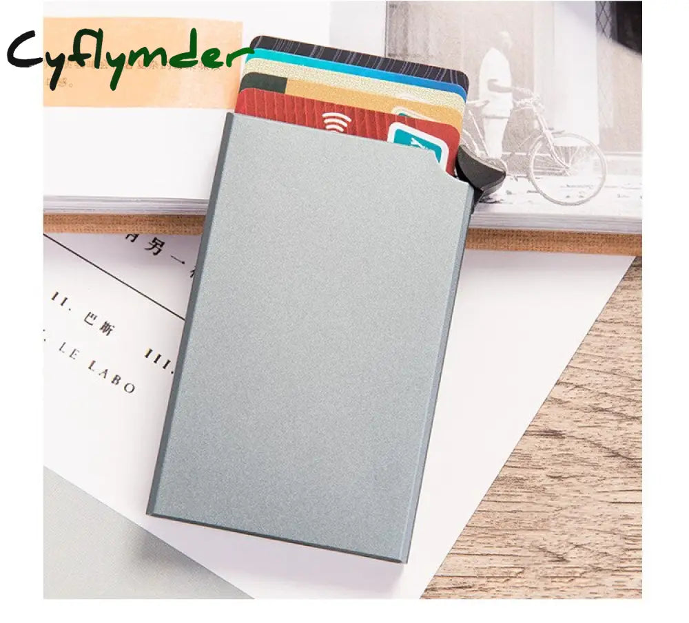 Cyflymder Custom Name Business Wallet Card Holder Rfid Aluminum Box Case Automatic Pop-Up