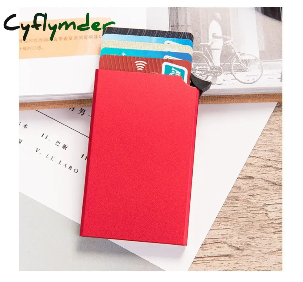 Cyflymder Custom Name Business Wallet Card Holder Rfid Aluminum Box Case Automatic Pop-Up