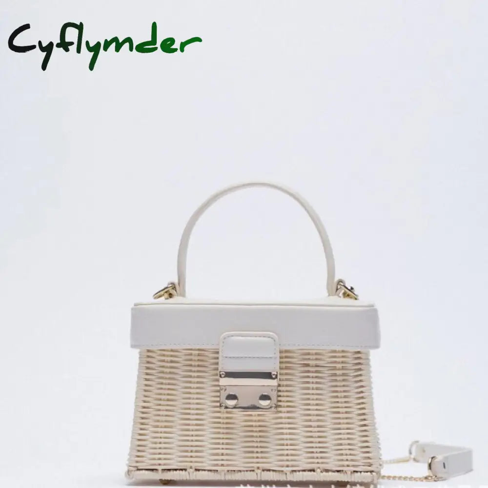 Cyflymder Customized Flip Woven Crossbody Bags Casual Portable For Women Basket Straw Rattan Bag