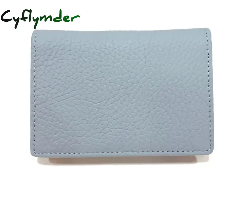 Cyflymder Customized Men Cow Genuine Leather Business Card Holder Women Bifold Credit Case Coin